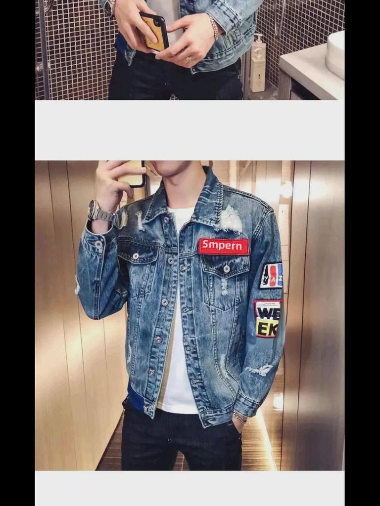 Men's Trendy Embroidered Denim Jacket - European/American Street Style Retro Loose-Fit Versatile Coat