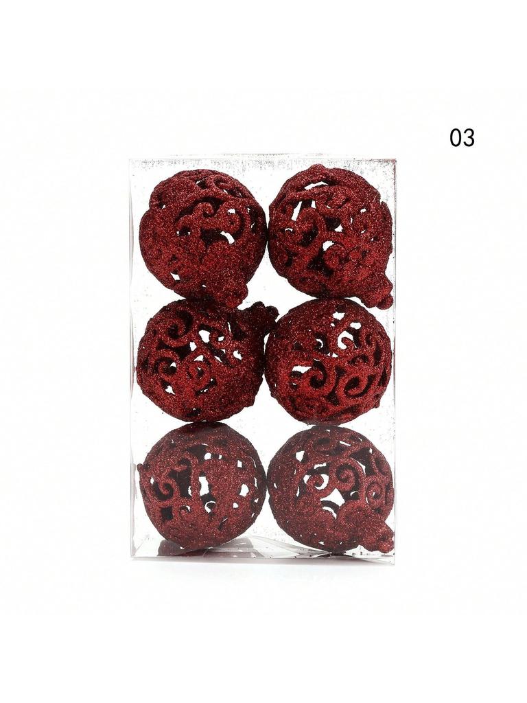6pcs/Lot 6cm/2.4Inch Christmas Tree Decoration Color Hollow Balls Ornaments Hang Bauble Ball For Home Bar Party Decoration