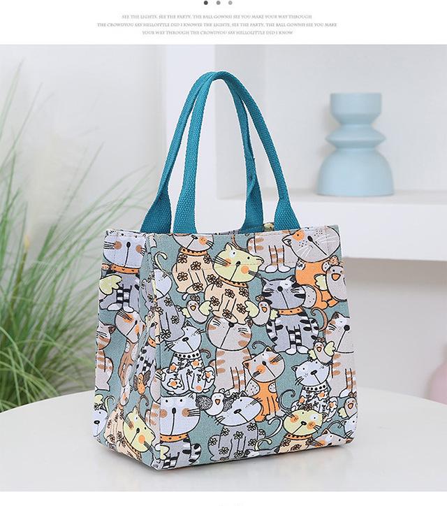 Cat Print Canvas Tote: Portable Lunch, Picnic & Work Bag