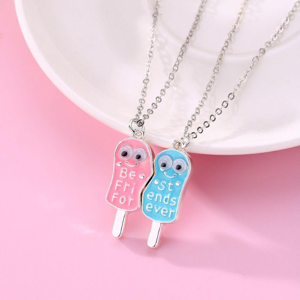 

Colorful Couple Necklace Cute Collarbone Chain Ice Cream Pendant Necklace Summer Jewelry золотистый
