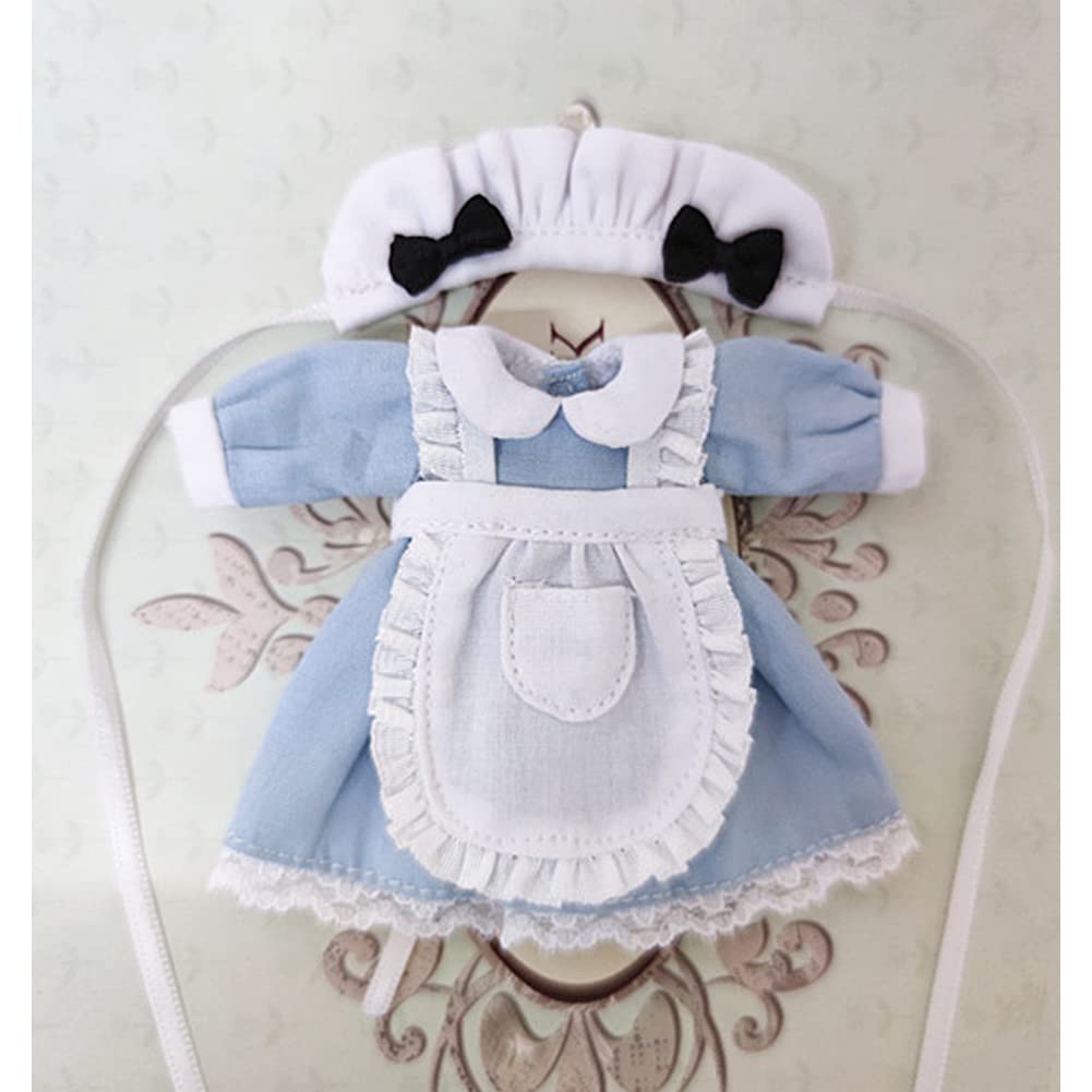 rakulifey Obitsu 11 Costume Set Clothes OB11 Size Clothes One Piece Maid Clothes Obitsu Doll 11cm 3 Piece Set Birthday Gift (Blue)