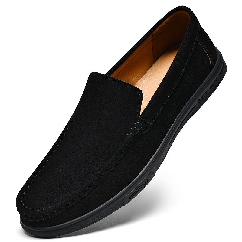 Men s 2025 Suede Slip-on Loafers - Large Size Casual Leather Shoes 38