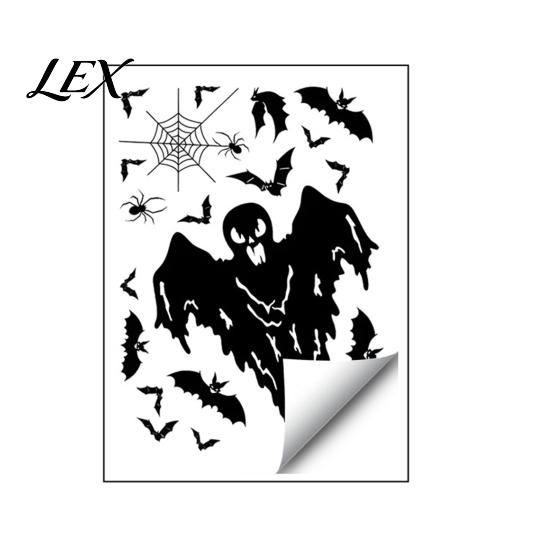 Spooky Party Decorations Halloween Static Sticker, with Witch/Ghost/Castle/Bat Horror Silhouette Patterns, Durable PVC Theme Home Decor Wall