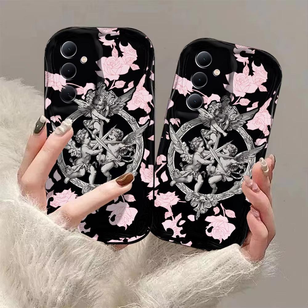 Retro Amor Engel 3D Welle Handyhülle Für iPhone 17 Air 16 15 14 13 12 11 Pro Max Plus Mini SE Stoßfeste Silikon-Rückseite