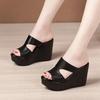 Women's Slippers Wedge Heel Peep Toe 11cm Heel High Shoes Women Dress Outdoor 4.5cm Waterproof Platform 2026 Zapatillas De Mujer