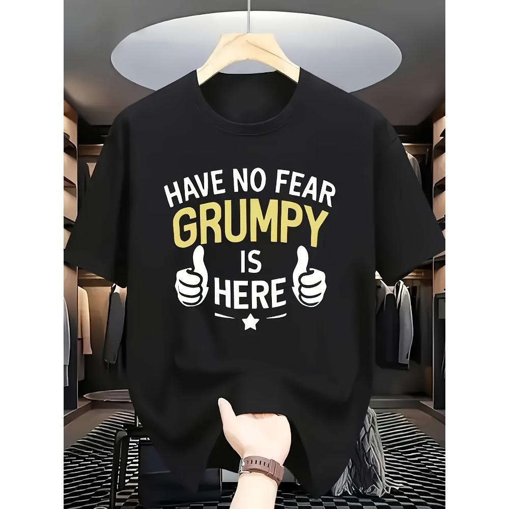 

Мужская смешная футболка с надписью Не бойся, ворчливый идет Смелый желтый принт Узор с поднятыми большими пальцами S