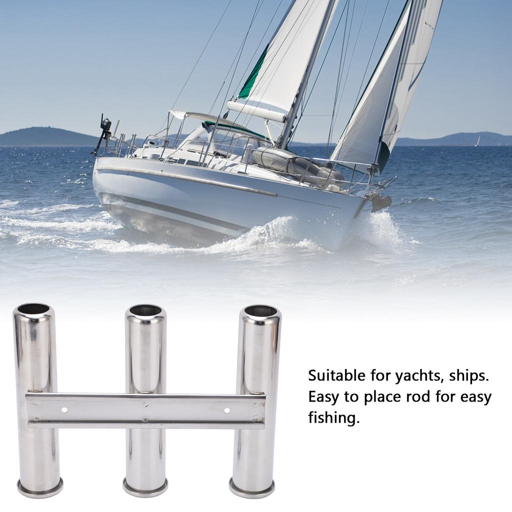 3 Tube Boat Fishing Rod Holder 304 Stainless Steel Fishing Rod Rack for Marine Yacht Ships