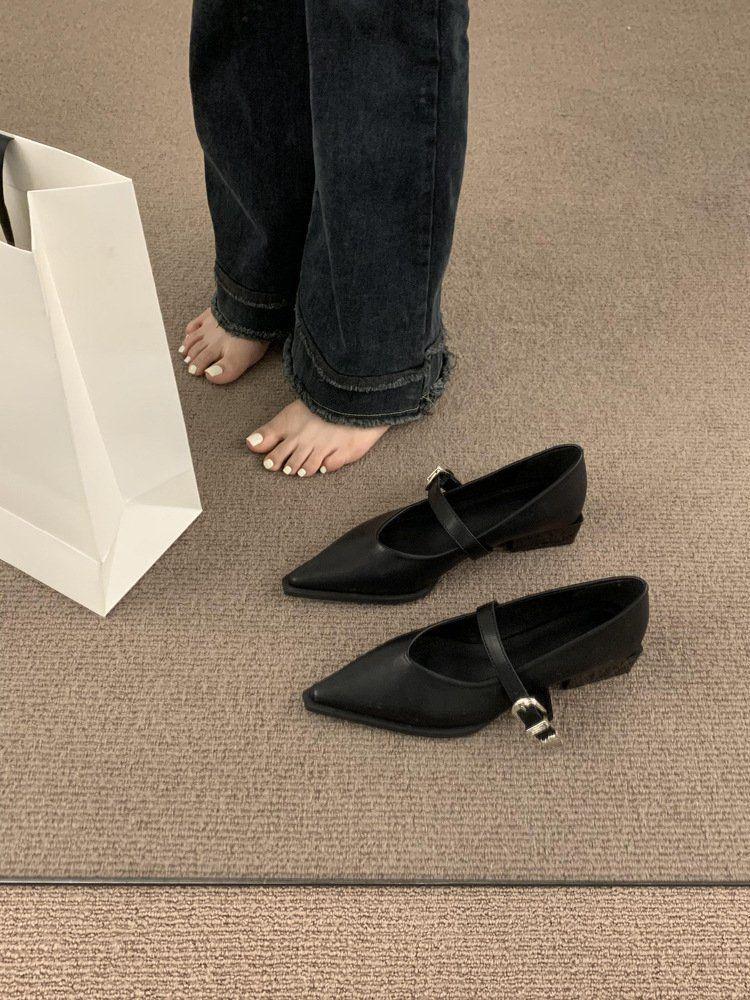 2025 New Autumn Women's Pointed Toe Mary Jane Shoes - Soft Leather, Versatile & Stylish