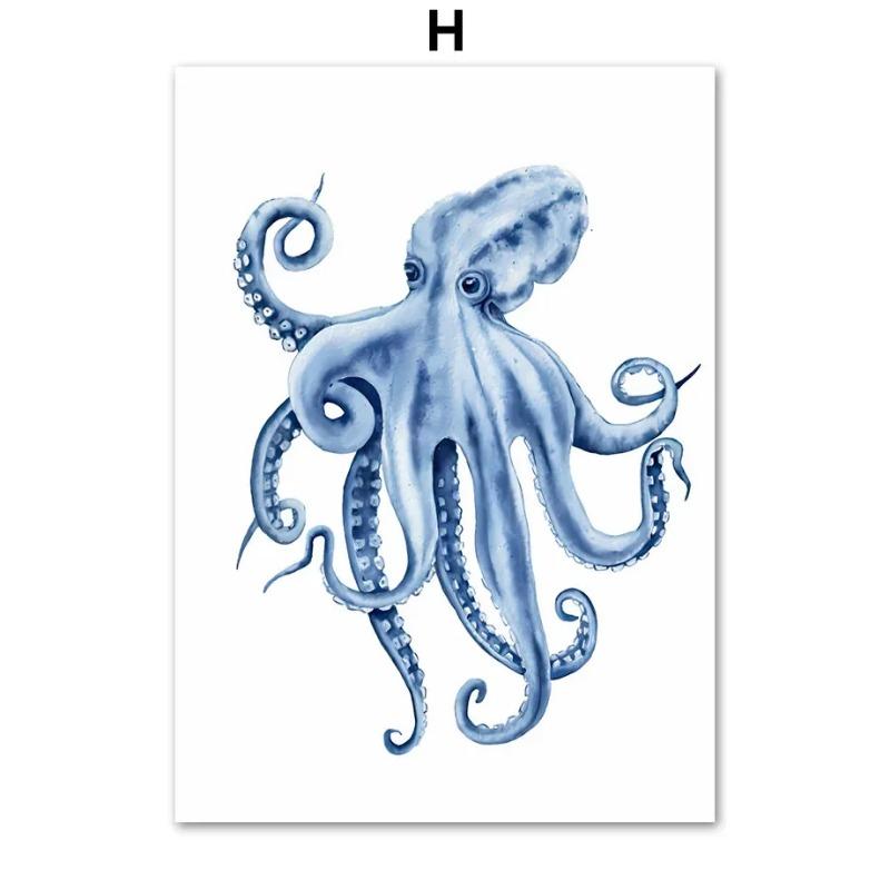 

Современный синий прибрежный морской пейзаж акварелью настенная живопись HD холст печать постер для гостиной спальни декор 21cm×30cm NoFrame