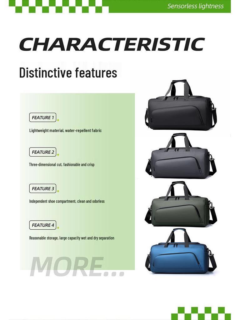 Unisex Rese- & Sportväska, Stor Kapacitet med Torr-Våt Separation, High-End Handbagage för Kortdistans.