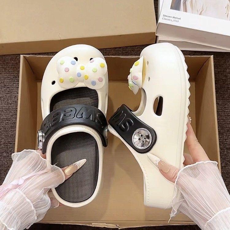 New Cute Cartoon Slippers For Women Fashion Clogs Anti-Slip Summer Shoes Girls Street Sandals 2 Way Wear Beach Slides