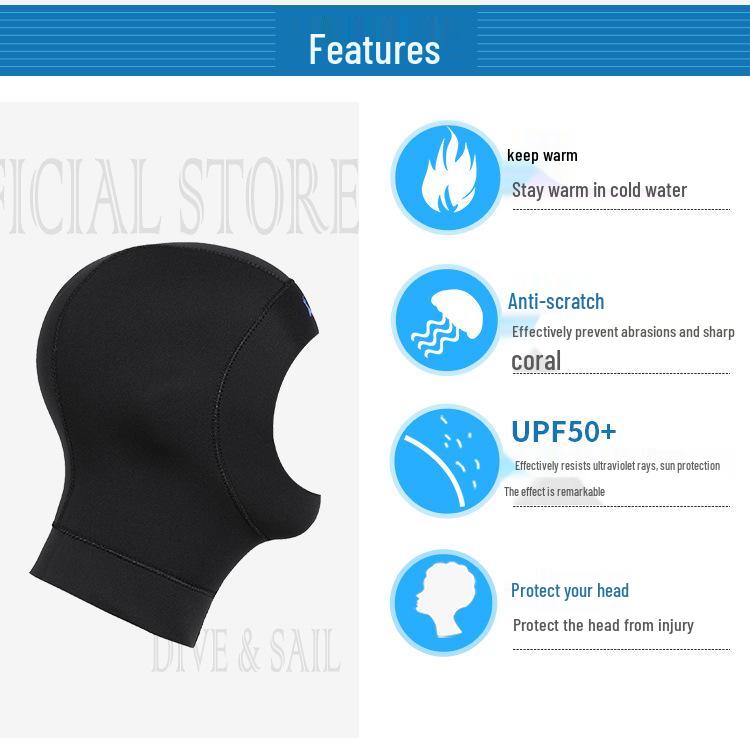 Unisex 3MM Sun Protection Diving Hood for Snorkeling, Surfing, and Winter Swimming