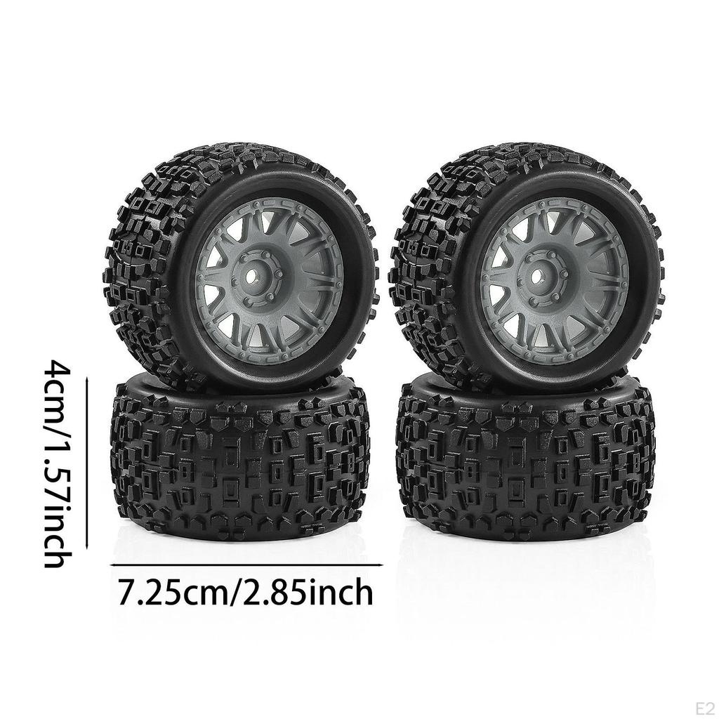 4 Pieces 1/18 RC Car Wheels and Tires Accessories Portable, Sturdy Easy to Install Direct Replaces,
