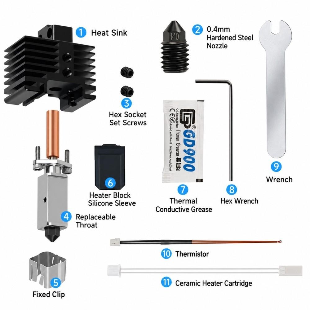 Upgraded Version 3D Printer Hotend Kit Carbon Combo 3D Printing Part for Bambu Lab X1C/X1E