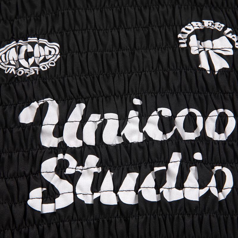 unifree Women's American Retro Pleated Puff Sleeve T-Shirt