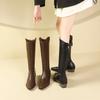 Nuove scarpe da donna Stivali da donna Cerniera Tacco alto spesso Punta a punta Semplici stivali autunnali invernali Stivali alti fino al ginocchio