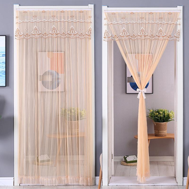 Rural Door Curtain Household Lace Anti-mosquito and Fly Bedroom Double-layer Screen Curtain No punch-free partition