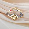 Chinese Style Hollow Fan Charms Stainless Steel Enamel Red Sun Cloud Pendants for DIY Earrings Necklace DIY Jewelry Making Gifts