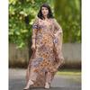 GoSriKi Women's Rayon Blend Printed Straight Kurta with Pant & Dupatta (Kalam Chiku-GS_XXL_Beige_XX-Large)