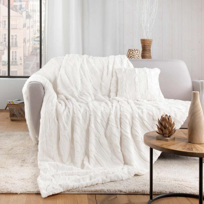 Plaid - Foxy - Crème - 125 x 150 cm - Doux - Immitation fourrure - Sherpa