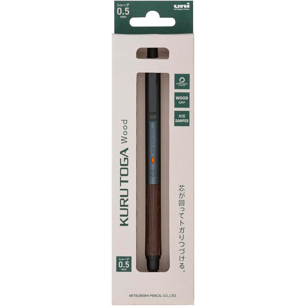 Mitsubishi Pencil Mechanical Pencil Kurt Ga Wood 0.5mm Steel Grey M5KW1P.23