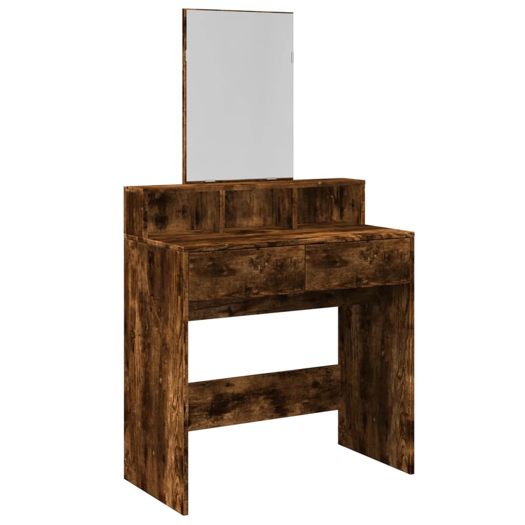 Makeup Table with Mirror Smoked Oak 80 x 41 x 144.5 cm