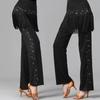 Costume Danse Latine Pantalon à Sequins et Franges Danse Carrée Danse de Marin Jitterbug Costume Pantalon de Danse
