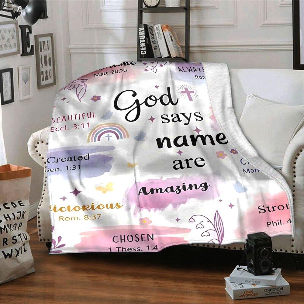 God'S Amazing Name Throw Customizable Blanket Personalized Name Soft Warm Cozy For Sofa Couch Office Bed Picnics Ideal For All Seasons Playful Design