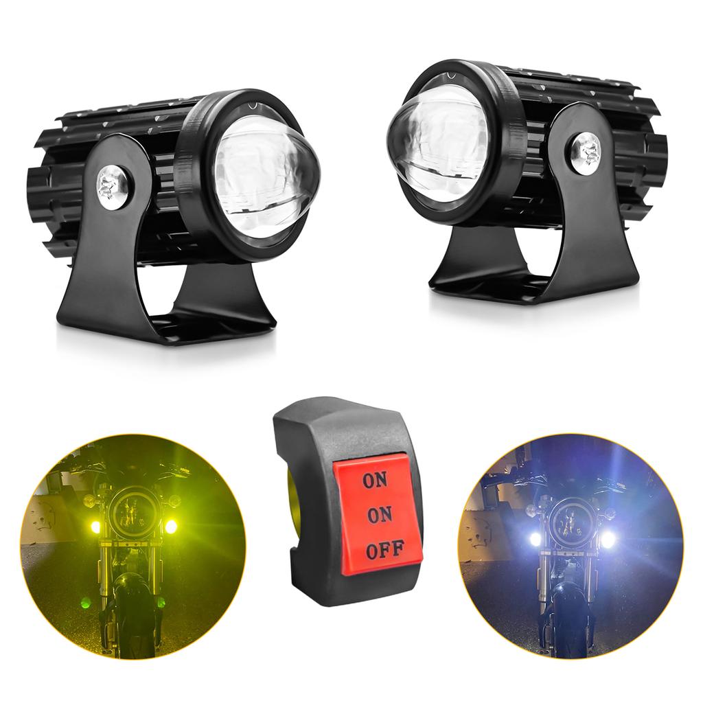 Motorrad LED Zusatz-Nebelscheinwerfer 2 Stück 60W Weiß und Gelb Wasserdichte Scheinwerfer