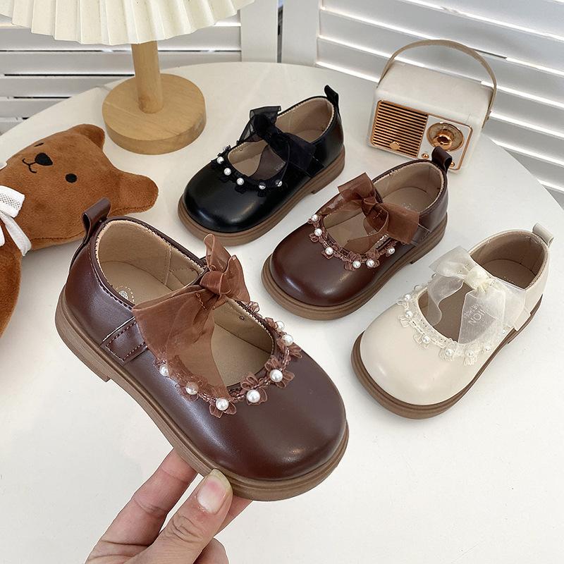 Spring and Autumn New Style Trend Bow Versatile Girls Comfortable Soft-soled Leather Shoes