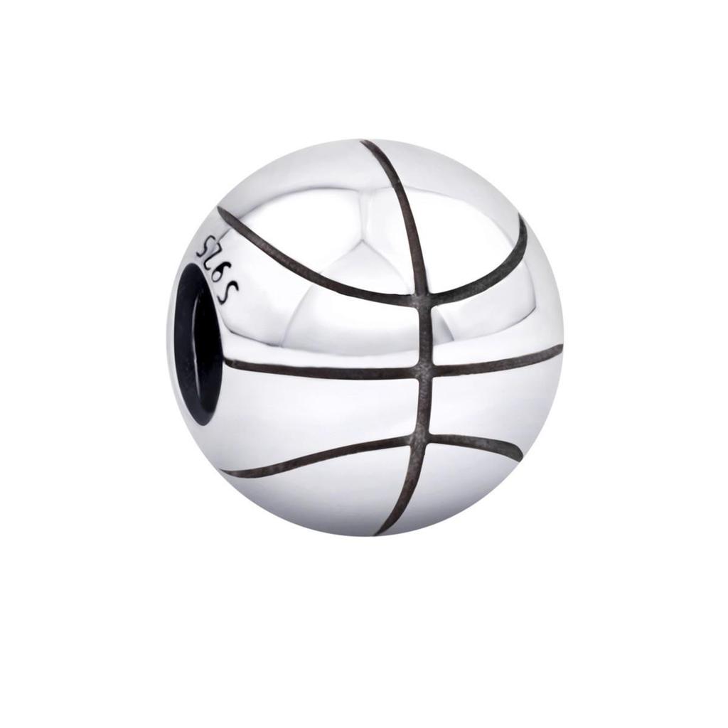 Cross-border Basketball Beads: Large Hole S925 Silver Bracelet Charms for DIY Jewelry.