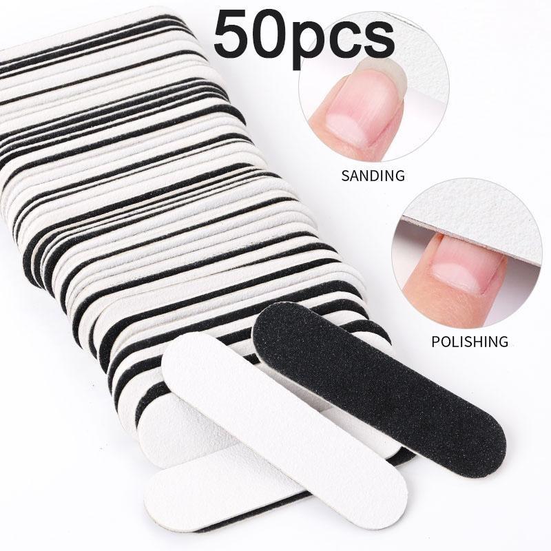 

50 шт./упак. двухсторонние пилочки для ногтей мини-деревянные шлифовальные блоки набор профессиональных инструментов для дизайна ногтей чёрный