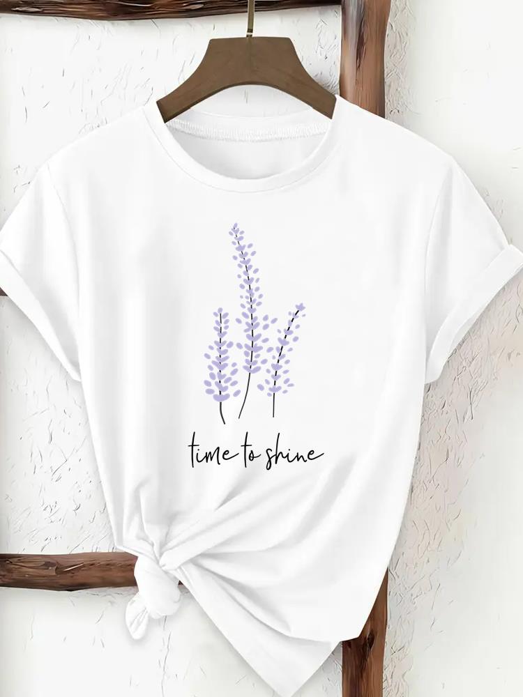 (Asian Size) Tee Print Fashion Top Women Clothing T Shirt Love Letter Style Trend Cute Woman Female Short Sleeve Graphic T-shirts