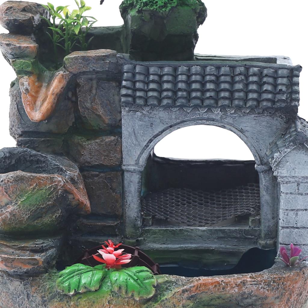Tabletop Fountain Mini LED Waterfall Zen Meditation Desktop Resin Rockery Water Fountain Bonsai Home Decor Office Gifts