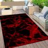 1pc Luxurious Machine Area Rug Fiber Dotted Backing Use Home Carpet Living Room Bedroom Dining Black Red Marble Texture Decor