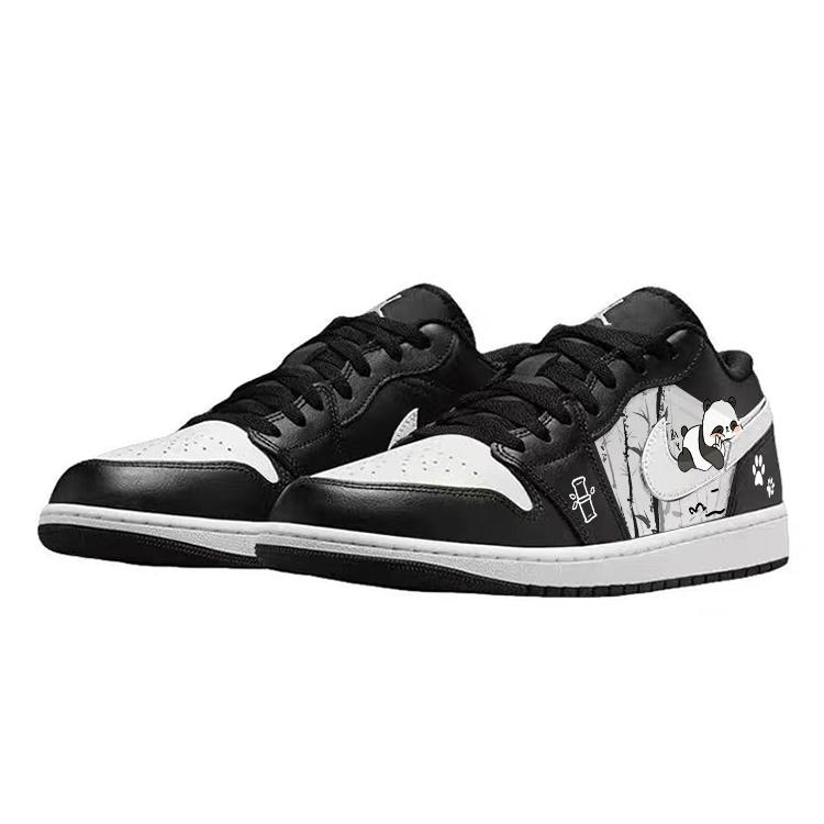 Jordan Air Jordan 1 Slip Resistant Abrasion Resistant Low Top Vintage Basketball Shoes Unisex Black White 553558-043(Team181-)