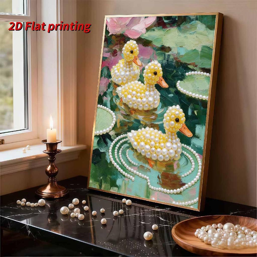 DIY Pearl Painting Set Duck Pattern Home Decoration Handmade Sticky Diamond Creative Canvas Pearl Art Painting Crafts Perfect Gift