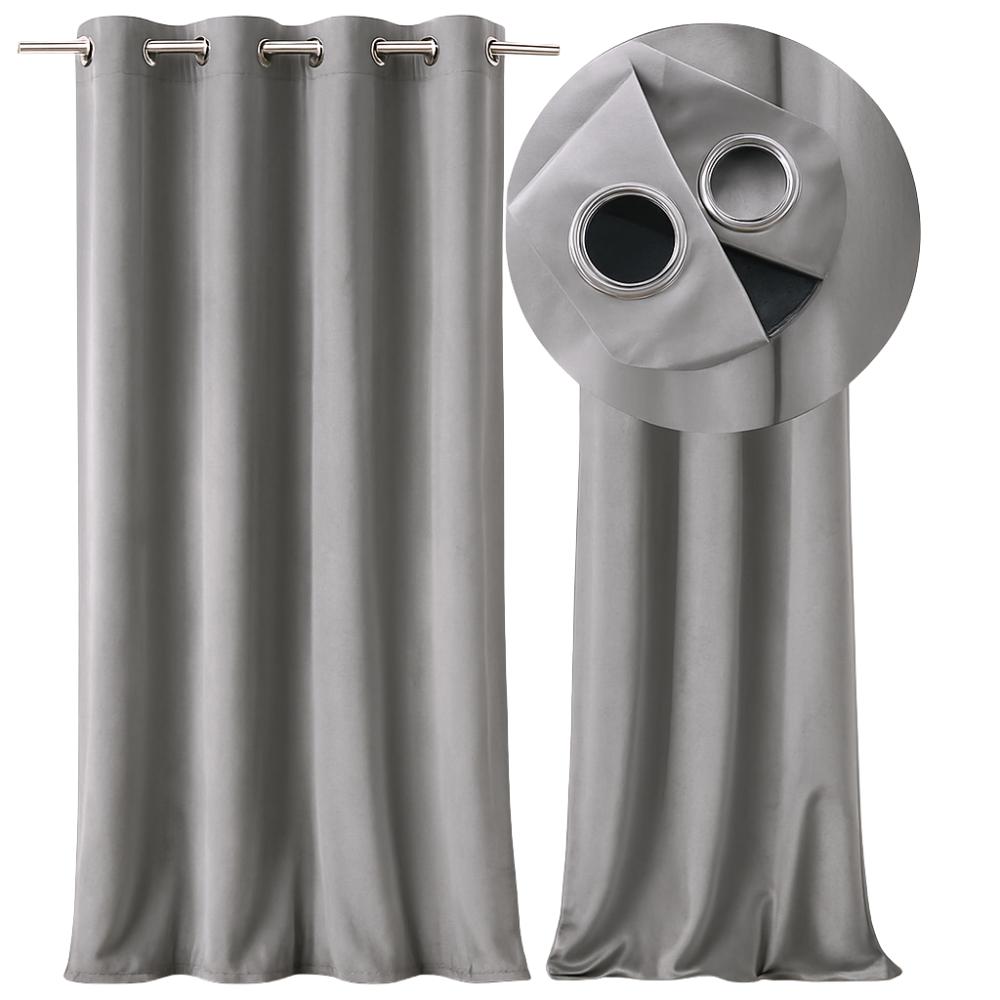 Blackout Curtain 250X140 With Eyelets, Grey Velvet, Thick