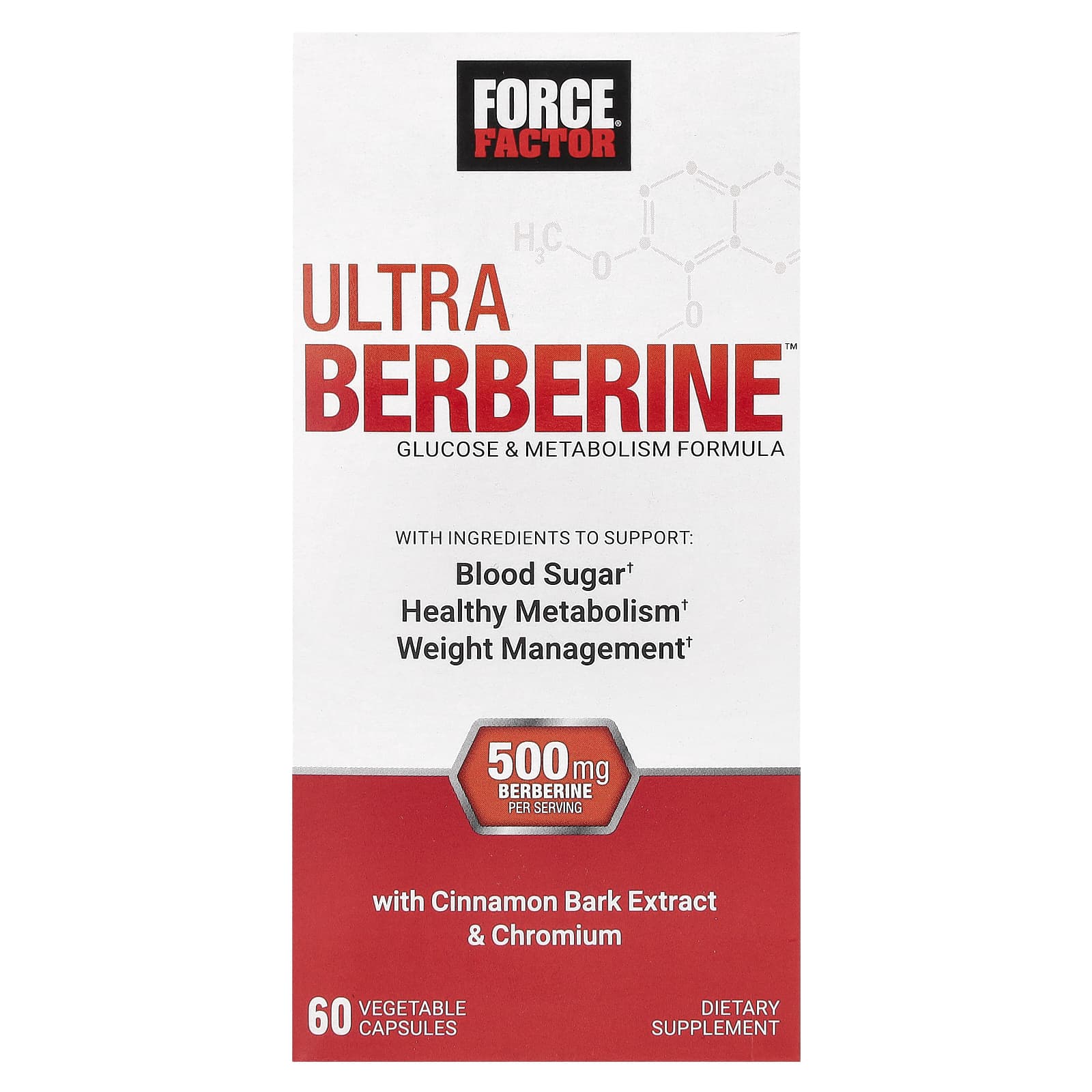 

Force Factor, Ultra Berberine, Glucose & Metabolism Formula, 500 mg, 60 Veggie Capsules (250 mg per capsule)