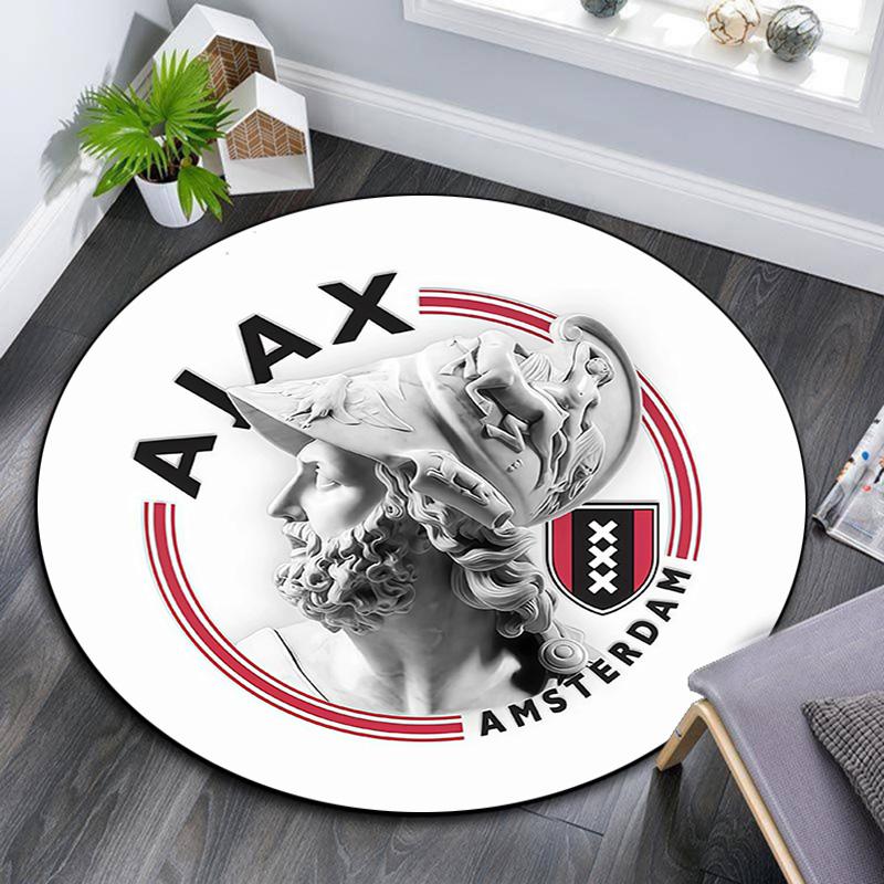 Amsterdamsche Football Club Ajax Round Area Rug,Carpet Rug for Living Room Bedroom Sofa Playroom Decor,Non-slip Floor Mat