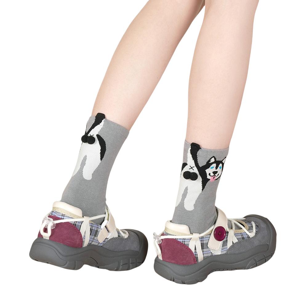 1/2pair Socks Kawaii Cartoon Cute Dog Cat Socks with Balls Female Home Floor Sleeping Animal Crew Cotton Sock For Cat Dog Lover