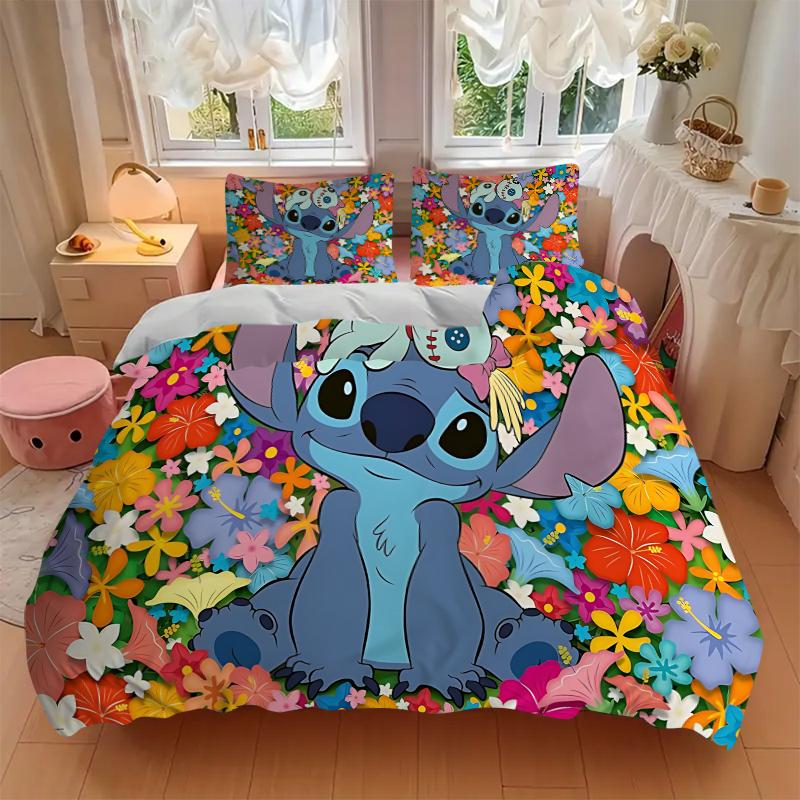 3Pcs Stitch Floral Paradise Bedding Sets For All Sizes New 3D Printed Bed Cover Comforter Duvet Cover Pillowcase Bedroom Decoration
