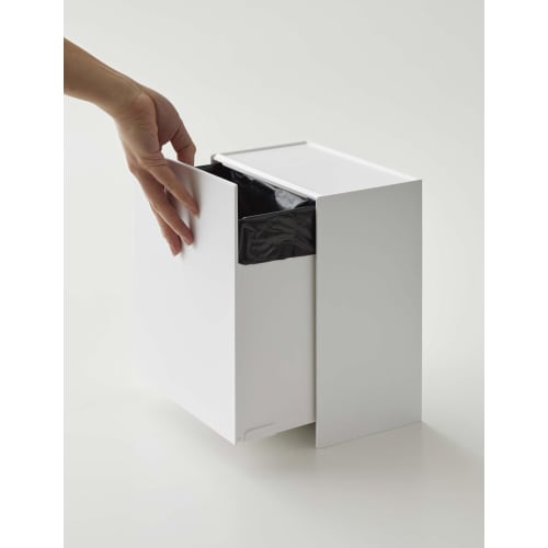 Yamazaki Wall-Mounted Toilet Pot & Storage Case, White, Approximately 8.7" W X 5.5" D X 9.2" H, Tower-Style Flap-Style Storage Box for Small Items, In