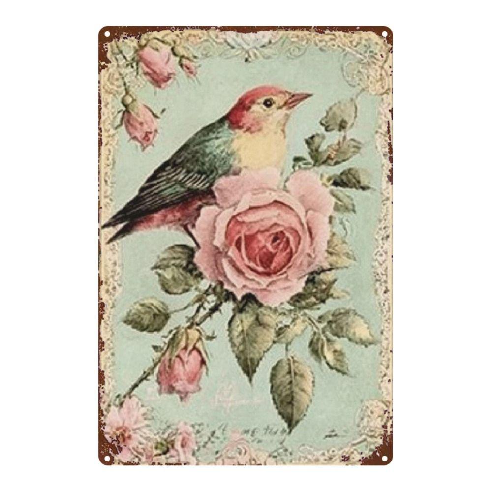 Vintage Metal Tin Sign Easter Bunny with Eggs Wall Decor Home Kitchen 20x30cm