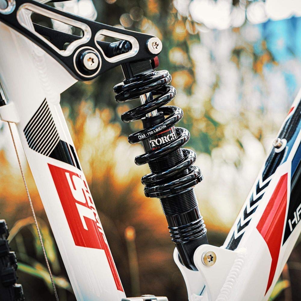 DNM Damping 2 System Mountain Bike Rear Shock with Anodized Aluminum AL 6061 Coil 750 165mm x 35mm Rebound/Preload Spring, lbs, (6.5")