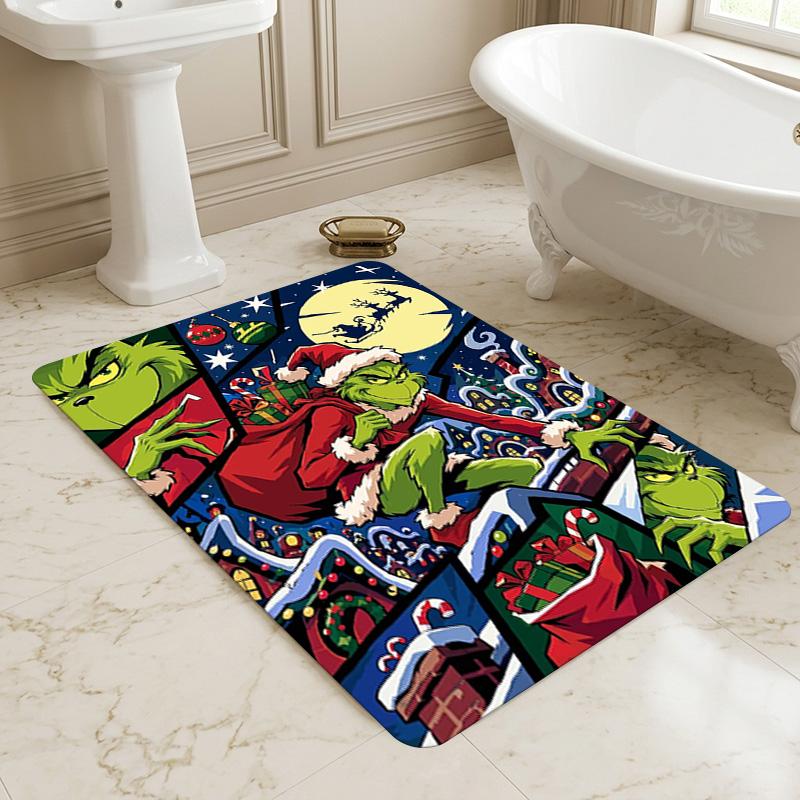 Grinch Christmas Living Room Non-Slip Area Rug Soft Carpet for Bedroom Game Playroom Sofa Office Home Decor Doormat Christmas Gift C9211485