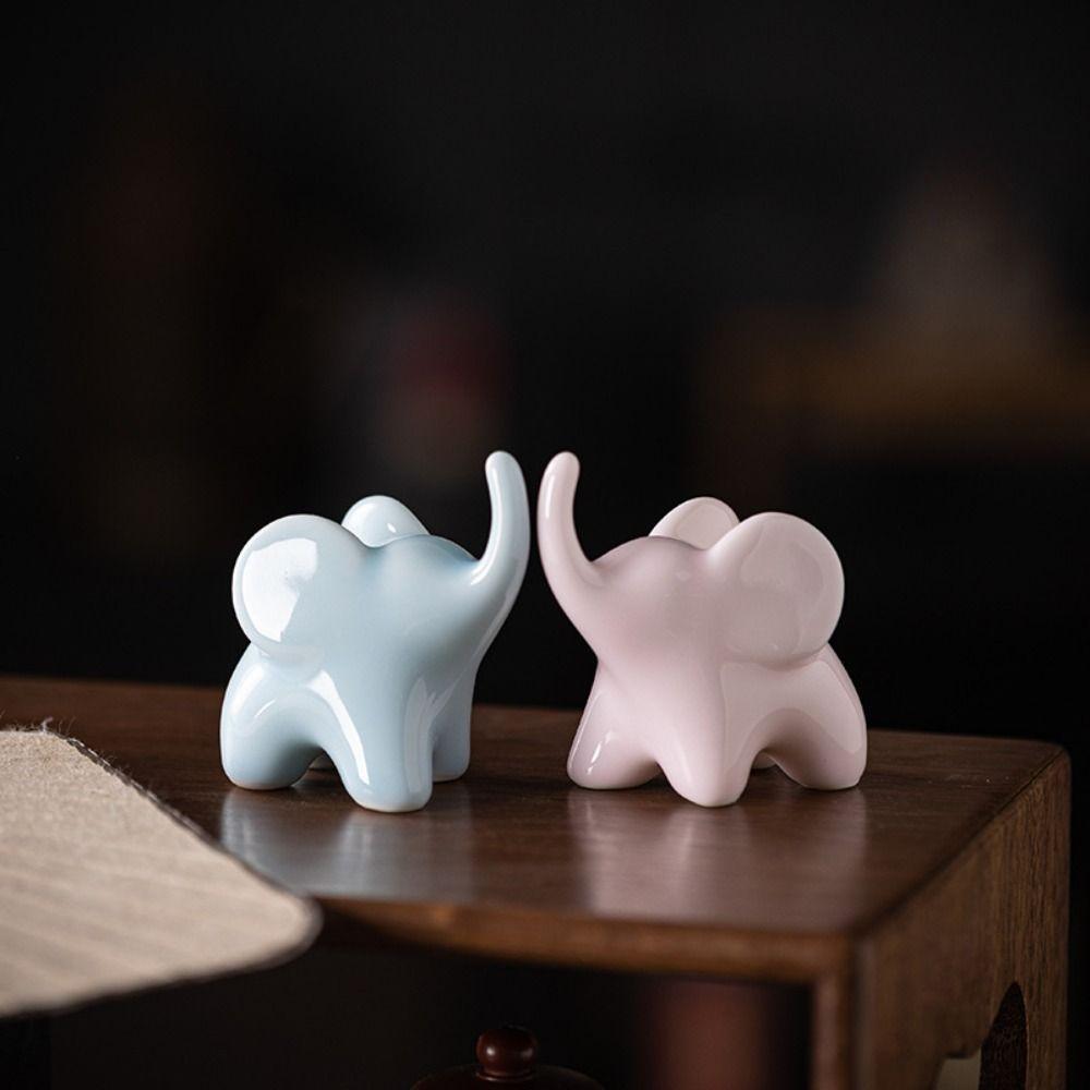 Luxury Style Elephant Ceramics Crafts Model Ornaments Animal Feng Shui Decor  Office Accessories