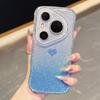 KEYSION Gradient Love Heart Wavy Phone Case for Huawei Pura 70 80 Pro 80 70 Ultra Glitter Jewelled Lens Protector Shockproof Cover