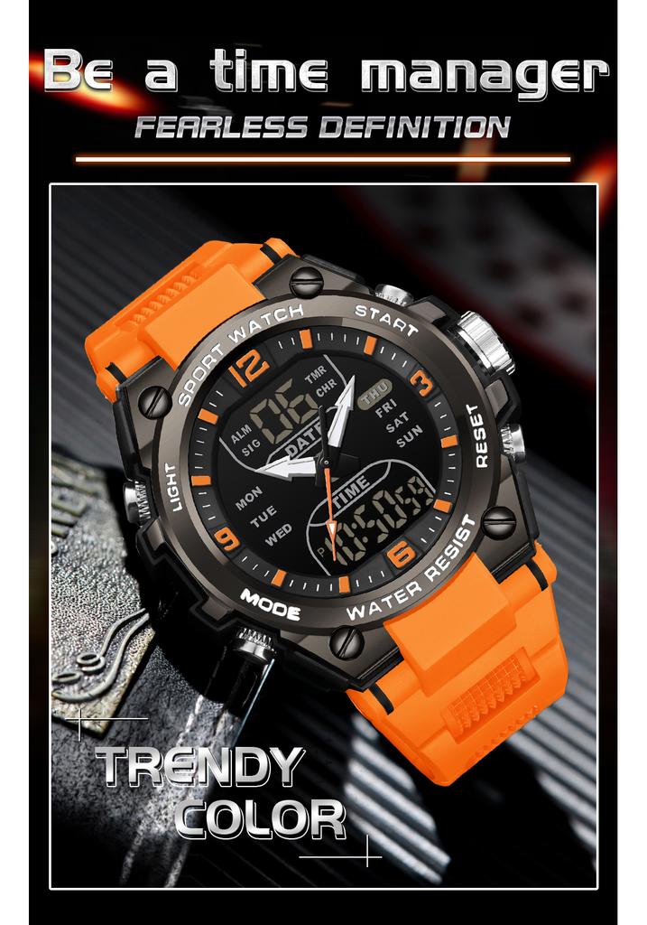 SANDA SD6252 Montre Étudiant Pour Sports d'Extérieur Multifonctionnelle Étanche Devrait Être LED Montre Électronique Homme