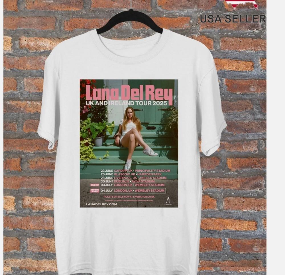 

Lana Del Rey UK IRELAND SUMMER TOUR white T Shirt Full Size S-5XL Unisex T-Shirt XXL